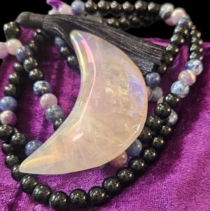 Aura Rose Quartz Crescent Moon